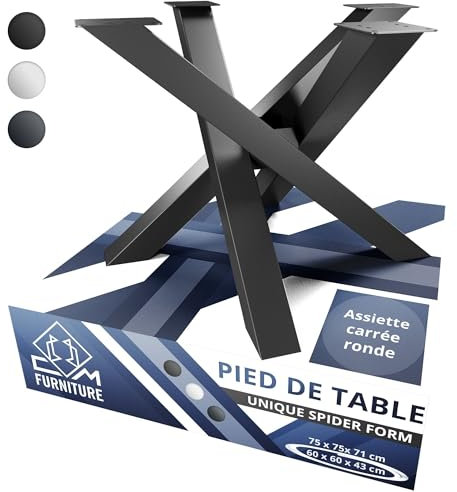 CM Furniture Pied de Table Basse Ronde Noir Unique Mikado Spider Araignee Form Pietement pour Plateaux Ronds et Carrés 43cm Hauteur Pieds Basse Central Mikado Industriel Table à Café Salon Petit