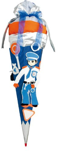 alles-meine.de GmbH BASTELSET Schultüte - Polizei 85 cm incl. Namen - 6 - eckig - mit Holzspitze