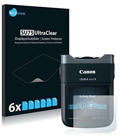 Savvies 6 Stück Schutzfolie für Canon Legria Mini X Displayschutz-Folie Ultra-Transparent