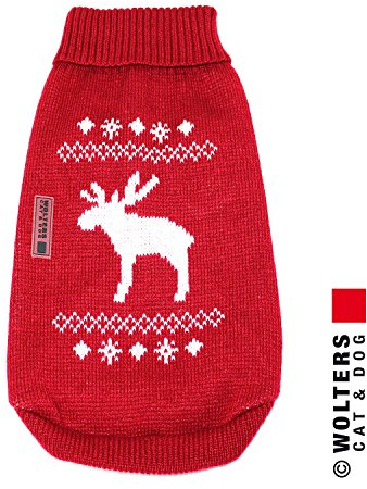 Wolters | Strickpullover mit Elch - rot/weiß | Rückenlänge 45 cm