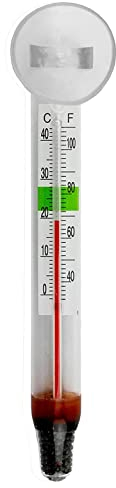 Glass Aquarium Thermometer with Safe Zone Section and Suction Cup – for Tropical Freshwater and Marine Saltwater Aquariums