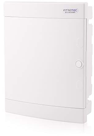 Intratec Sicherungskasten Unterputz IP40 – Verteilerkasten mit weißer Tür, 2-reihig, 24 Module, 357x283x106 mm, für Trockenräume