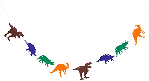 Oblique Unique® Dino Girlande Dinosaurier Banner für Jungs Kinderzimmer Deko Kinder Geburtstag Feier Party Farbmix