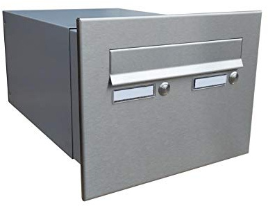 XXL Edelstahl Durchwurf-Briefkasten mit 2 Tastern - T: 39-62 cm