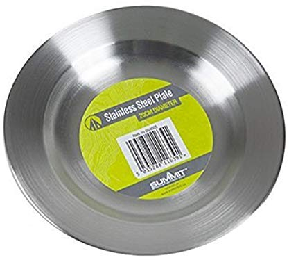 Widdle Gifts Ltd Stainless Steel Plate/Bowl 20cm - Summit Camping/Outdoor Eating/Drinking Gear 6391