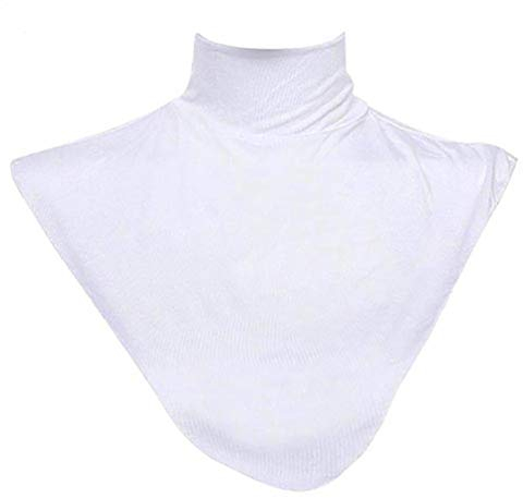 Zhouba Damen Muslim Hijab Hals Cover Modal Falscher Kragen Hijab Moslem Islamische reine Farbe Halstuch Loop Schal Weiß