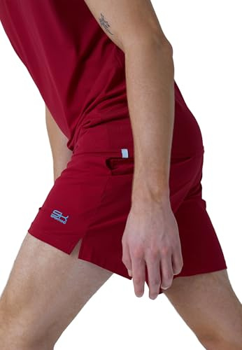 Sportkind Jungen & Herren Tennis, Training, Sport Shorts Regular Ultraleicht, hochelastisch, atmungsaktiv, UV-Schutz, Bordeaux rot, Gr. L