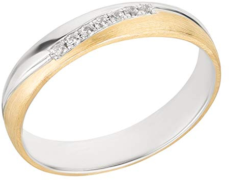 Ardeo Aurum Damenring Trauring aus 375 Gold bicolor Gelbgold Weißgold mit Zirkonia Ehering 4 mm Breite Modell 109-237 Größe 54
