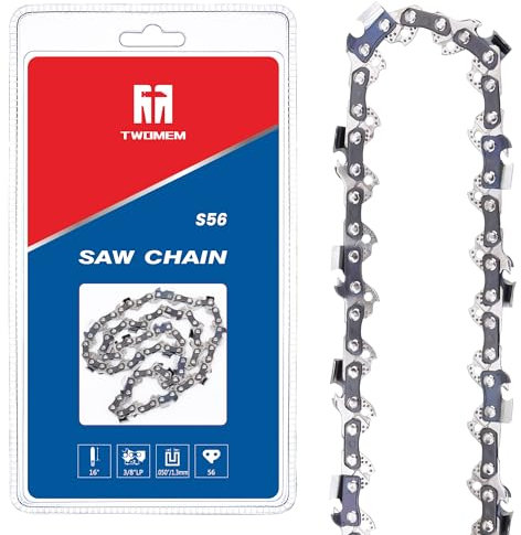 TWOMEM S56 - Catena per motosega da 40,6 cm, 3/8'' LP .05 pollici, 56 maglie di trasmissione per artigiani/Sears, Echo, Homelite, Husqvarna, McCulloch, Poulan