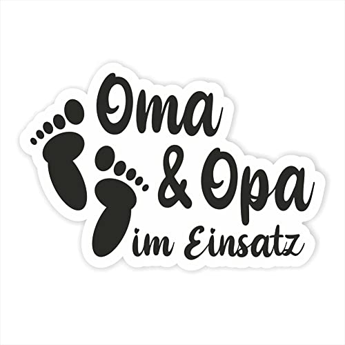 folien-zentrum - Oma und Opa im Einsatz 12x8cm - Aufkleber Auto Kids on Board Kinder Baby - Autosticker Großeltern Enkeltaxi für Auto - Car Sticker Fußabdruck Autoaufkleber - Made in Germany 6