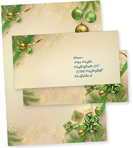 Chalet Noel 500 Sets Weihnachtsbriefpapier mit Umschlag ohne Fenster Weihnachtspapier A4 Briefpapier Weihnachten