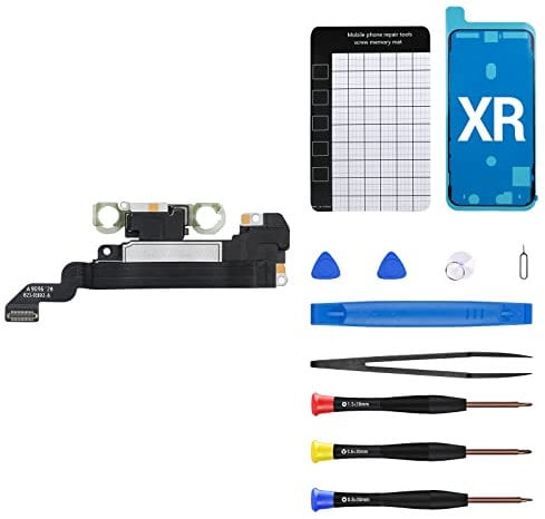 for iPhone Xr Ear Speaker Replacement Repair Kit NEW Front Earpiece Module with Ambient Light Sensor Part Proximity Sensor Flex Cable Connector Fix Tools Kit for iPhoneXR A1984 A2105 A2106 A2108