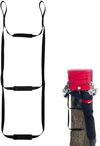 2-Step Hunting Climbing Aider with Anti-Skidding Steps, 43.5 Inch Portable Hunting Tree Climbing Rope Ladder for Outdoor Sports Rock Climbing Caving Mountaineering