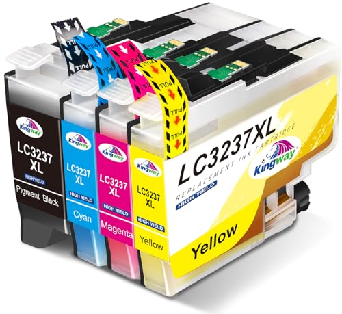 KINGWAY LC3237 XL Druckerpatronen Kompatible für Brother LC3237XL LC3237 LC 3237 Patronen Ersatz für Brother HL-J6000DW HL-J6100DW MFC-J5945DW MFC-J6945DW MFC-J6947DW (Schwarz, Cyan, Magena, Gelb)