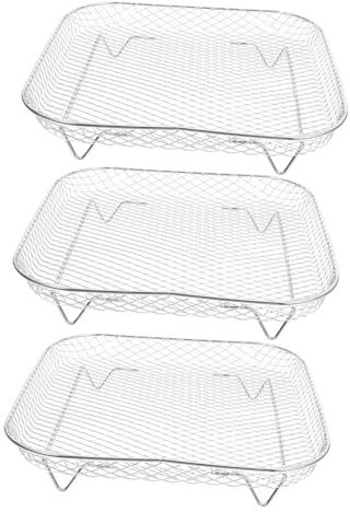 Mikinona 3Er Set Edelstahl Luftfritteusen Gestelle Quadratisch 8 Zoll Luftfritteusen Zubehör Für Grillrost Backen Dünsten Braten Mit Gleichmäßiger Erwärmung Und Effizienter Nutzung