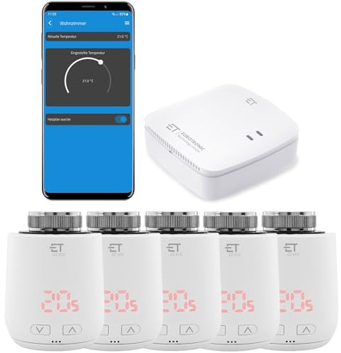 Eurotronic Comet ZZ eco: 5-mal Smartes ZigBee Heizkörperthermostat. ZigBee Funk Heizungssteuerung Set inkl. gratis App und Gateway.