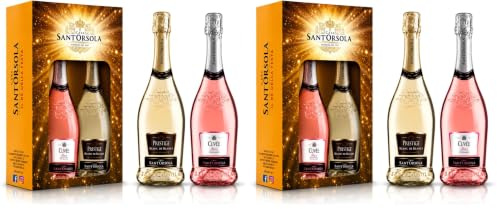 Sant'Orsola - Set Vino Cuvèe Prestige Blanc de Blancs e Rosè 12%, da Prestigiosa Uva Italiana, Gusto Dolce con Note Fruttate e Aromatiche, 2x750 ml (Confezione da 2)