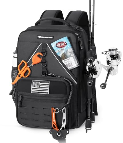 KastKing KastMate Fishing Backpack With 2 Rod Holders, Black