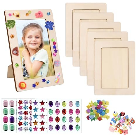 GIDWRIY 12 Stück Holz Bilderrahmen Set zum Basteln,Kindergeburtstag Bilderrahmen zum Bemalen Kinder,DIY Holzbilderrahmen für Dekoration Mit Selbstklebend Sticker für Kinder, Deko, Hochzeit
