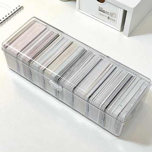 VEGOATY Karteikarten Box Groß: 8 Fächer Mit Abnehmbaren Trennwänden, 24,8 x 10 x 7,5 cm Transparente Karteikartenbox Mit Deckel Für Bis Zu 700 Karten Für Visitenkarten, Für Büro & Zuhause