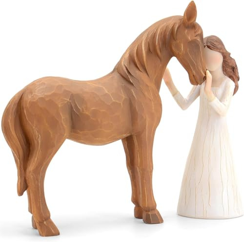 Ysislybin Pferde und Engel Figur Deko, Geschenke für Mädchen Schutzengel Figur Schutzengel Statue, Handbemalter Schutzengel Figuren Geschenke für Frauen Geburtstag, Weihnachten, Häuser Deko, Ornament