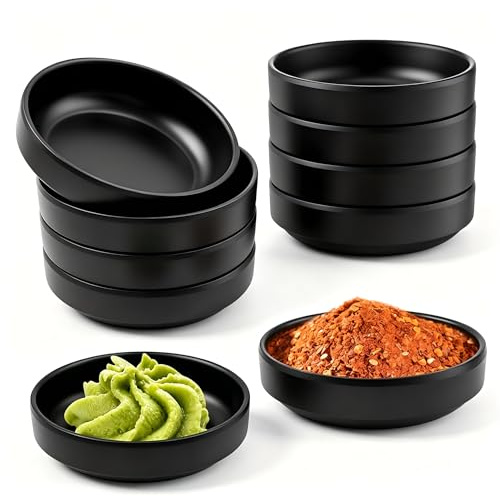 Kontazmi Juego de 8 cuencos redondos para salsa de soja, cuencos pequeños para sushi, aperitivos, especias, cremas, brulees, salsa de tomate, barbacoa, fiesta