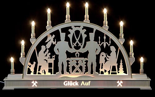 Manufaktur Seidel Schwibbogen - Bergmänner Glück auf! - 78cm x 45cm - Original Erzgebirge Schwibbögen