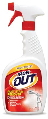 IRON OUT Spray Gel, Remove and Prevent Rust Stains in Bathrooms, Kitchens, Appliances, Laundry, and Outdoors, White, 24 Fl Oz (Pack of 1)