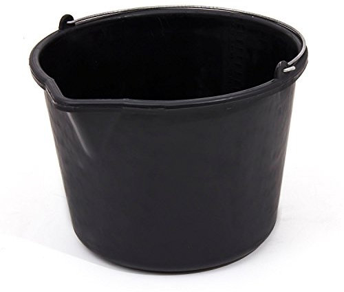 Set of 3 black plastic builders buckets funnel water mixing palstering 16 L