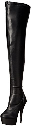 Pleaser Donna Delight-3000 Stivaletti Classici, 0, Nero Blk Str Faux Leather Blk Matte, 42 EU