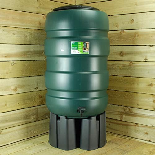 Whitefurze G29WB 230L - Rainwater Garden Water Butt Kit With Complete stand, diverter, tap, t-piece and flexible hose - Green- 59 x 59 x 95 centimeters