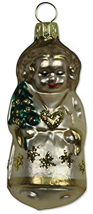 Lauschaer Glas Christbaumschmuck Engel mit Herzkette Christbaumschmuck mundgeblasen,handdekoriert
