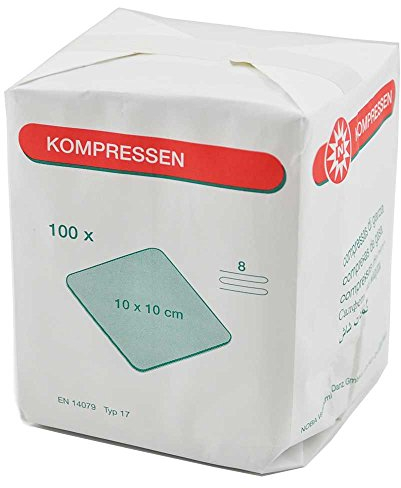 100x unsterile Noba Mullkompressen Kompresse Mull 8-fach, 10cm x 10cm