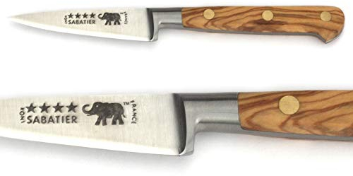 Thiers-Issard Sabatier Schälmesser Küchenmesser Messer - Klinge 8 cm - Griff Oliven-Holz - Durchgeschmiedete Profi Qualität