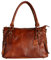 Superior Leather - Damen Echtleder Handtasche Schultertasche Vollnarbiges Echtleder Cognac SLG-2, cognac, Medium