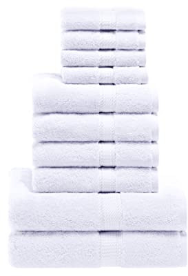SUPERIOR Egyptian Cotton Ultra Plush & Absorbent, 10 Piece Set, White