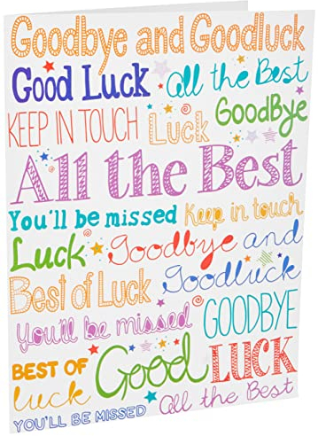 Piccadilly Greetings Group Ltd Sloane Graphics Abschiedskarte Goodbye and Good Luck, 298 mm x 222 mm, Braun, Grün, Rot, Beige