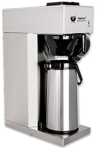 Beeketal 'BGK2-GK' Gastro Edelstahl Filterkaffeemaschine mit 2 Glaskannen (je 1,5l) und Wärmeplatte, Korbfilter Kaffeemaschine mit 2 Heizsystemen (Brühen/Warmhalten), inkl. 10 Stk. Papier Korbfilter