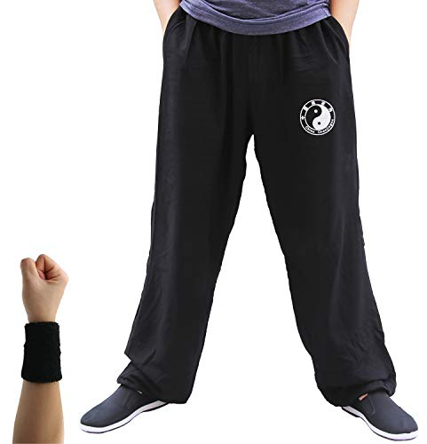 Dee Plus Pantalones de Tai Chi Hombre y Mujer y Niño Pantalones de Yoga Qigong Abierto a los Tobillos Pantalones Kung Fu Wing Chun Artes Marciales Chinas Anchas y Agradables Viscosa - 2 Bolsillos