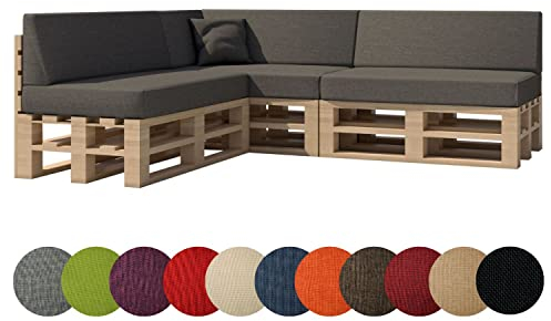 chilly pilley Palettenkissen Gartenkissen Palettenauflage Palettenpolster Indoor Outdoor Waschbar Abnehmbar Sitzkissen Rückenkissen (8er Set, Grau)