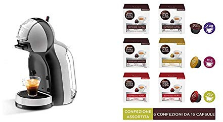 NESCAFÉ DOLCE GUSTO Krups Mini Me KP123BK Macchina per Caffè Espresso e Altre bevande in capsula, Automatica, Grigio/Nero + Espresso Napoli
