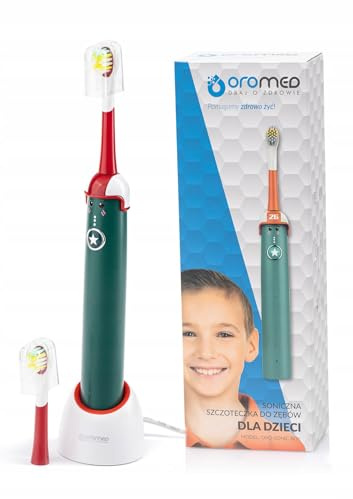 OROMED ORO-SONIC BOY Schallzahnbürste für Kinder ab 4 Jahren, mit mittelweichen Borsten, 3 Reinigungsmodi, 18.000 Bewegungen/Min., Timer, Akku bis 40 Tage, IPX7, Grün