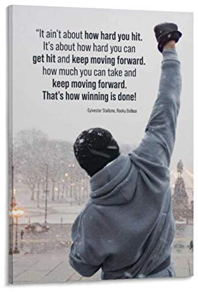 haohaizi Rocky Balboa Zitat auf Leinwand, Poster und Wandkunst, Kunstdruck, modernes Familienschlafzimmerdekor, Poster, 30 x 45 cm