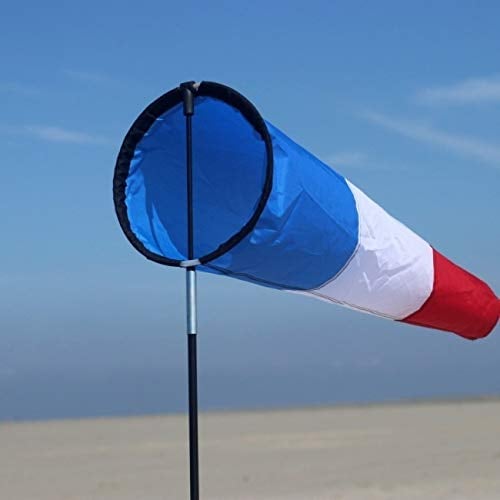 Wolkenstürmer® Westwind Windsack (blau) - 75 cm, Maritime Dekoration und Windspiel für Garten und Balkon mit Stab - Windanzeiger, Windsocke, Wetterfahne