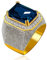 Uloveido Mens Große CZ Rechteckige Hochzeitsband Ring Bling Eis Out Hip Hop Ring Geburtstagsgeschenke für Jungen RA408 (blau, Größe 20.6)