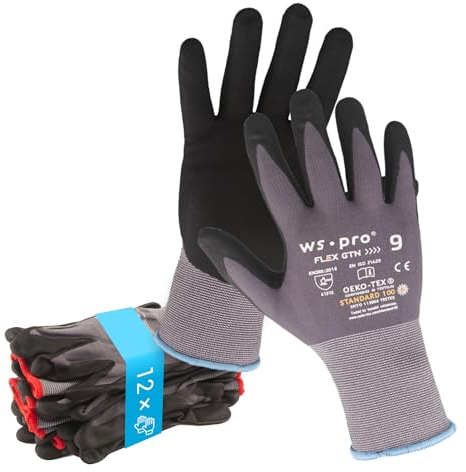 Trevendo 12 Paar Arbeitshandschuhe WS-Pro FLEX GTN - Montagehandschuhe - Gartenhandschuhe - atmungsaktiv - flexibel - für Damen und Herren - Größe 11