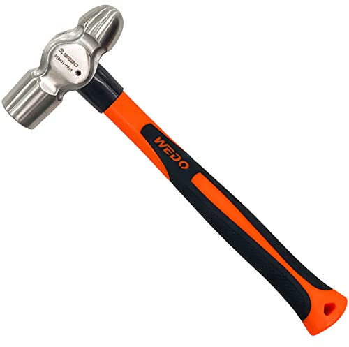 WEDO Ball Pein Hammer 680g(24oz), Ball Peen Hammer with Fiberglass Handle, Engineer's Hammer, Stainless Steel, Length 340mm,Die-Forged, Shock-Resistant,Corrosion Resistant