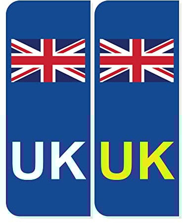 Pack of 2 UK Stickers for Car Europe (105 x 40 mm) UK Number Plate Stickers for Europe UK Car Sticker Packwith