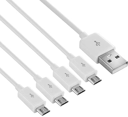 BLKing Multi Micro USB Charging Cable, 4 in 1 USB Male to 4 Micro USB Male, micro usb splitter Fast charge cable(White 1.8m)
