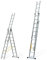 VITO 3-teilige Alu-Kombileiter 5.30m, Anlegeleiter 6.92m, Schiebeleiter 3x10 rutschfeste 4-eckige Sprossen belastbar bis 150 kg, Aluleiter VIETQ3 Made in Europe, Leiter EN131 rostfrei, Alu-Silber